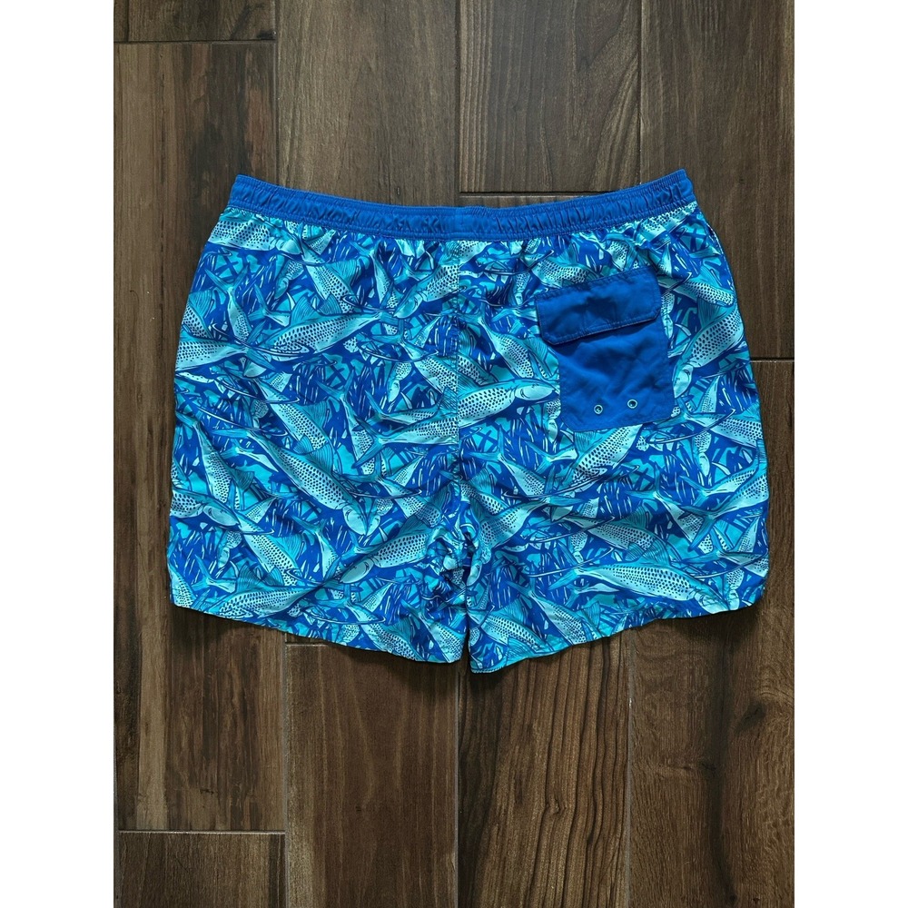 Vineyard Vines Mens XXL Blue Fish Print Chappy Swim Trunks Board Short Mesh Line
